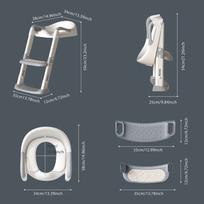 GLAF Toddler Potty Training Seat for Toilet with Ladder in gray white In Stock USA