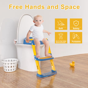 GLAF Toddler Potty Training Seat for Toilet with Ladder in blue yellow In Stock USA