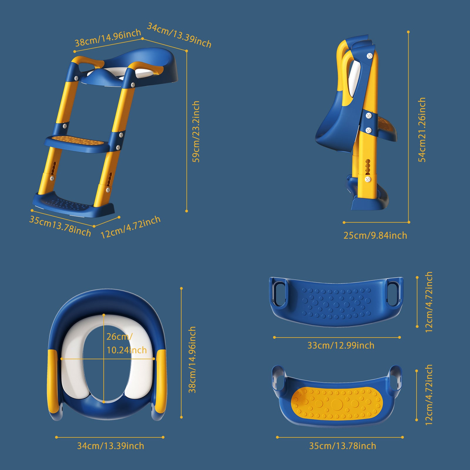 GLAF Toddler Potty Training Seat for Toilet with Ladder in blue yellow In Stock USA