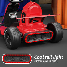 XJD 12V/24V Electric Drifting Go Kart for Kids Battery Powered Driving Car Toy with Remote Control/Cool Lights/Bluetooth Music, Red