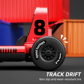XJD 12V/24V Electric Drifting Go Kart for Kids Battery Powered Driving Car Toy with Remote Control/Cool Lights/Bluetooth Music, Red