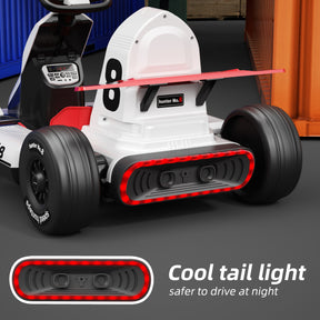 XJD 12V/24V Electric Drifting Go Kart for Kids Battery Powered Driving Car Toy with Remote Control/Cool Lights/Bluetooth Music, White