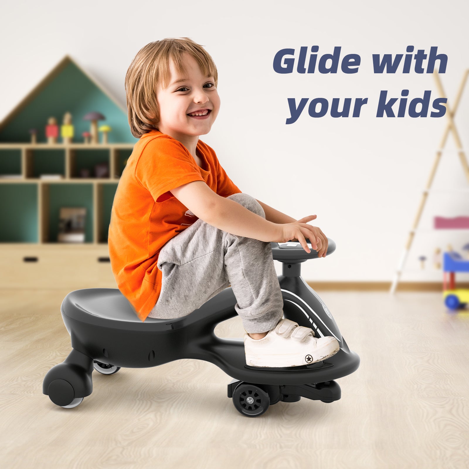 XJD 2 in 1 Electric Wiggle Car Black In Stock USA