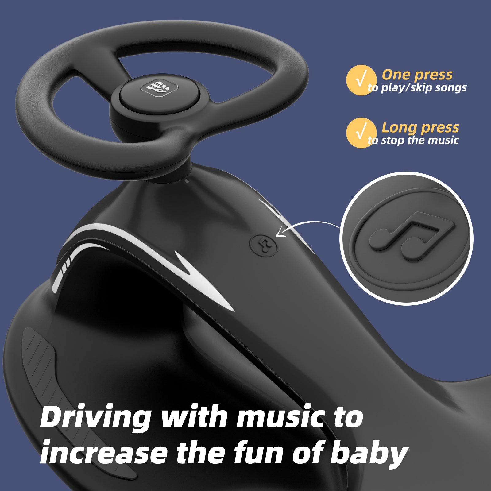 Honelevo Ride on Swing Car for Kids with PU LED Wheel, Light And Music Honelevo Ride on Swing Car for Kids with PU LED Wheel, Light And Music