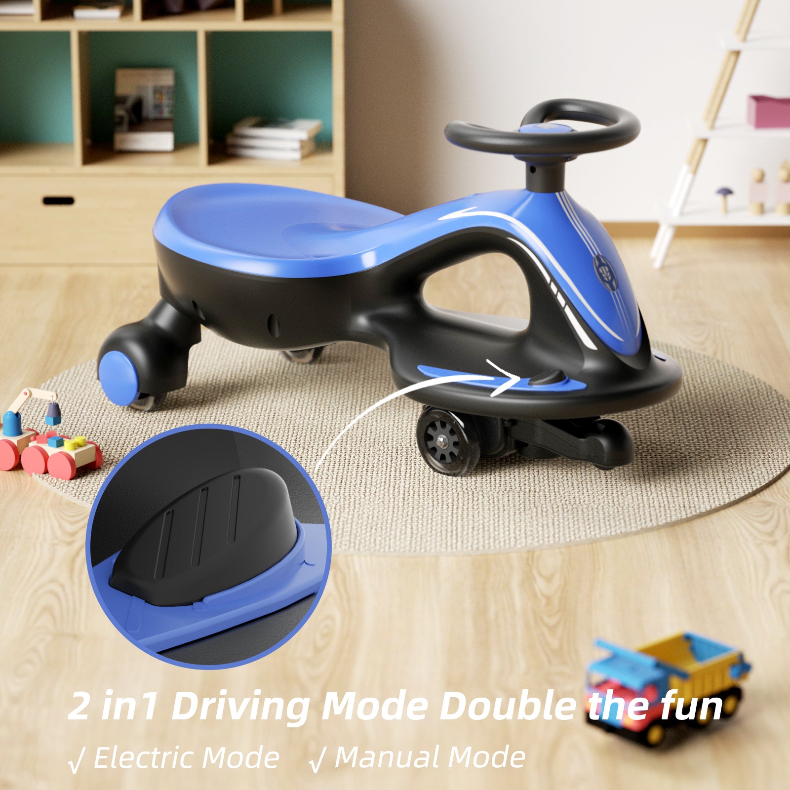 XJD 2 in 1 Electric Wiggle Car Blue In Stock USA