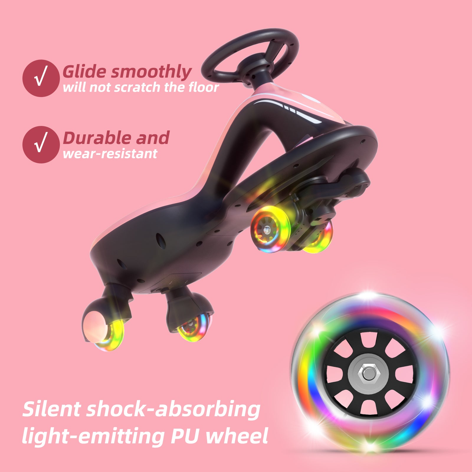 Pre-sale, XJD 2 in 1 Electric Wiggle Car 360° rotating Pink