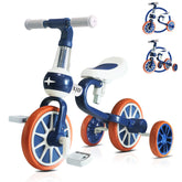 XJD 3 in 1 Toddler Tricycle Bikes, Toy Ride - Blue