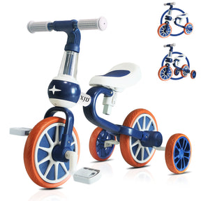 XJD 3 in 1 Toddler Tricycle Bikes, Toy Ride - Blue