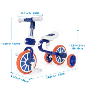 XJD 3 in 1 Toddler Tricycle Bikes, Toy Ride - Blue