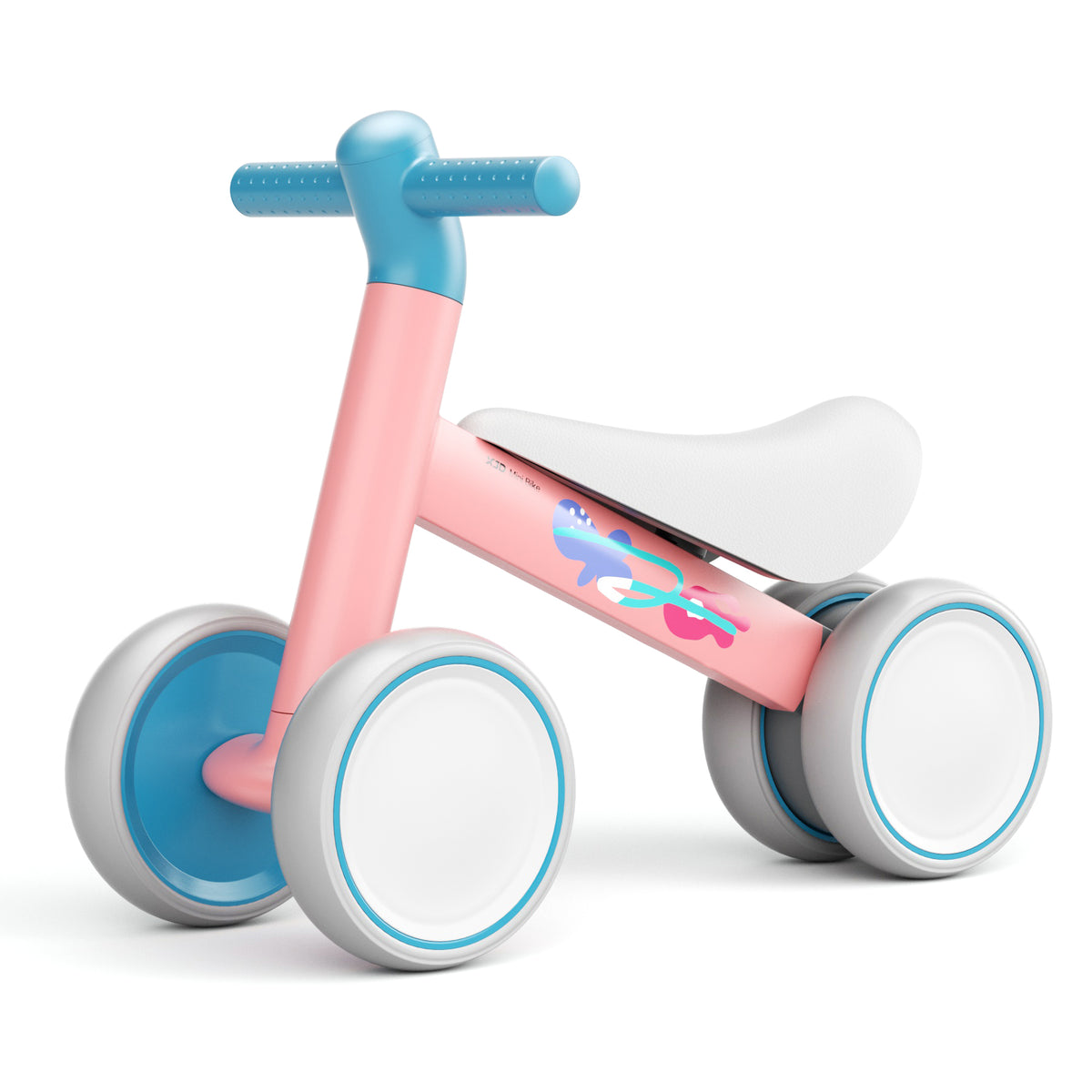 XJD Baby Balance Bike, 4 Wheels for Toddlers as A Birthday Gift - Pink Blue