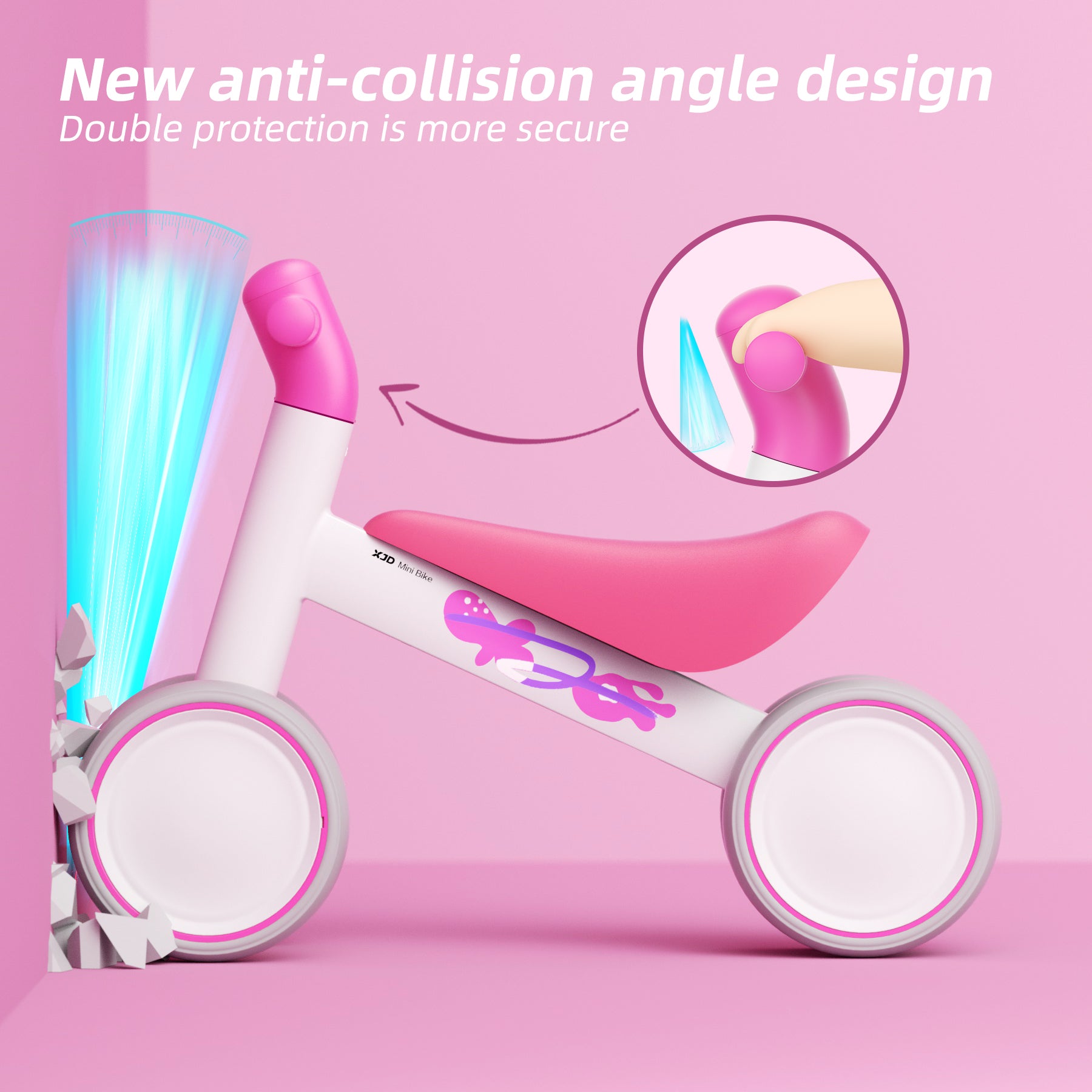 XJD Baby Balance Bikes 4 Wheels Mini Bike Air In Rose Red In Stock USA