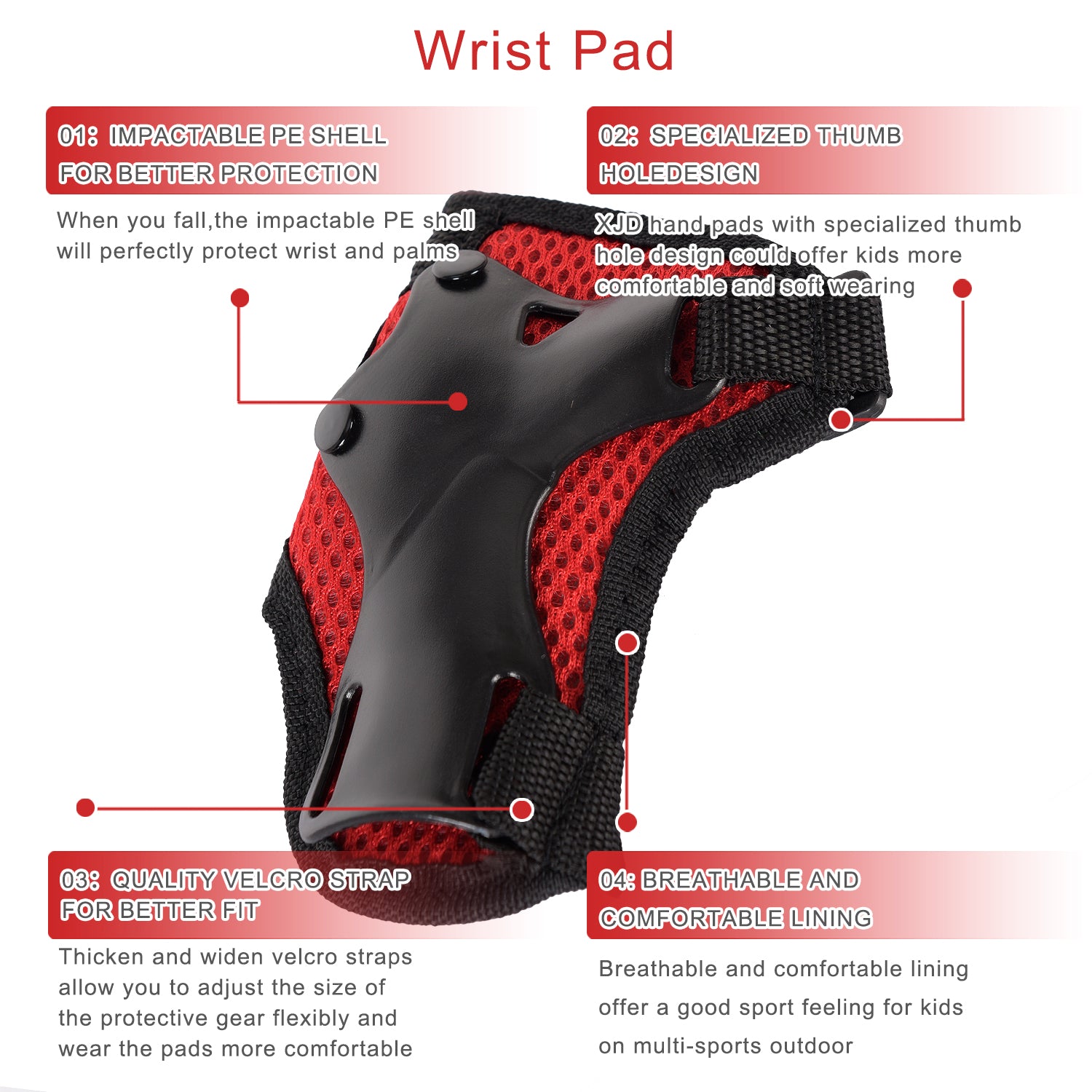XJD Kids Helmet Sets In Red In Stock USA