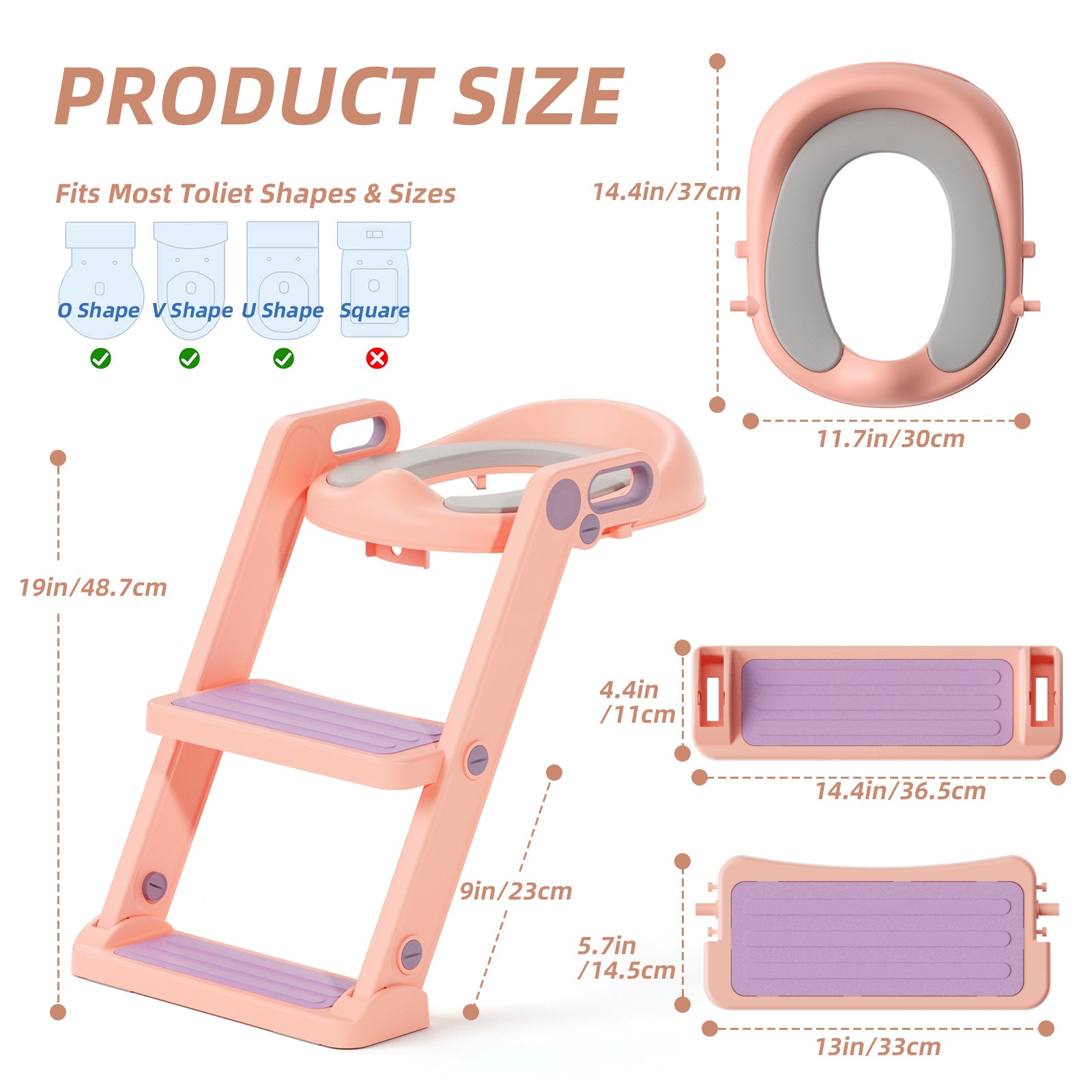 XJD Kids Toilet Training Seat with Step Ladder Pink In Stock USA