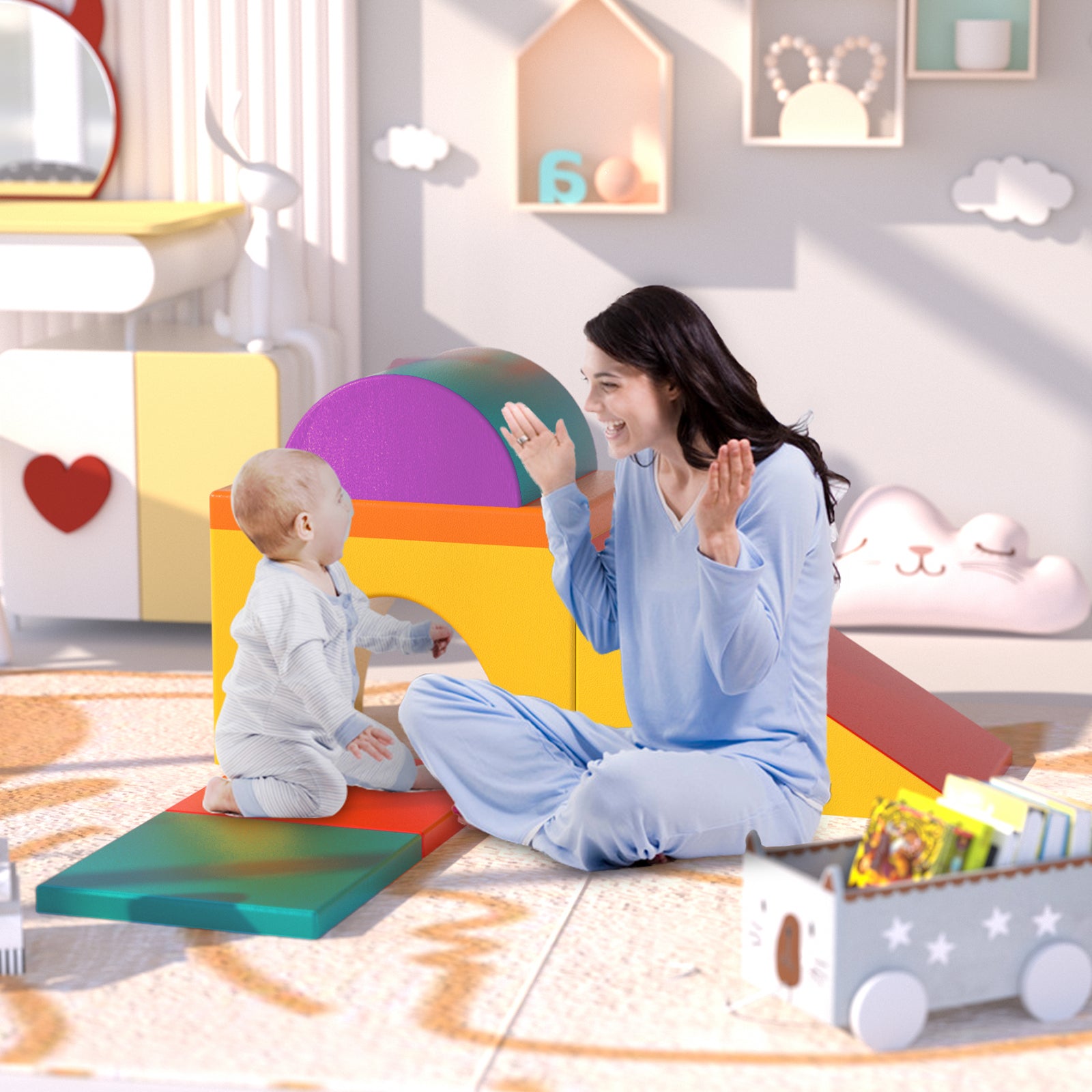 XJD Toddler Climbing Blocks 5 Piece Set Red Yellow In Stock USA