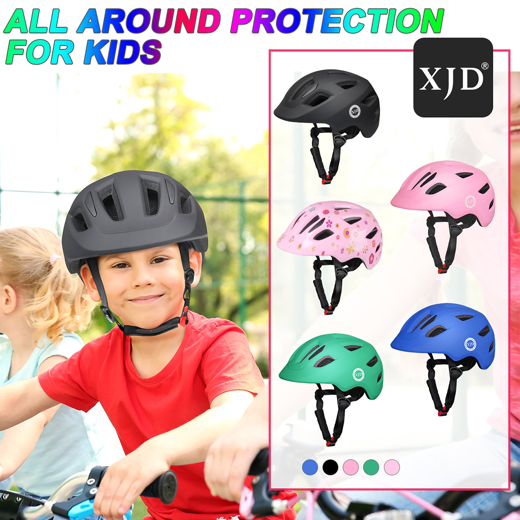 XJD Black Kids' Bike Helmet In Stock USA