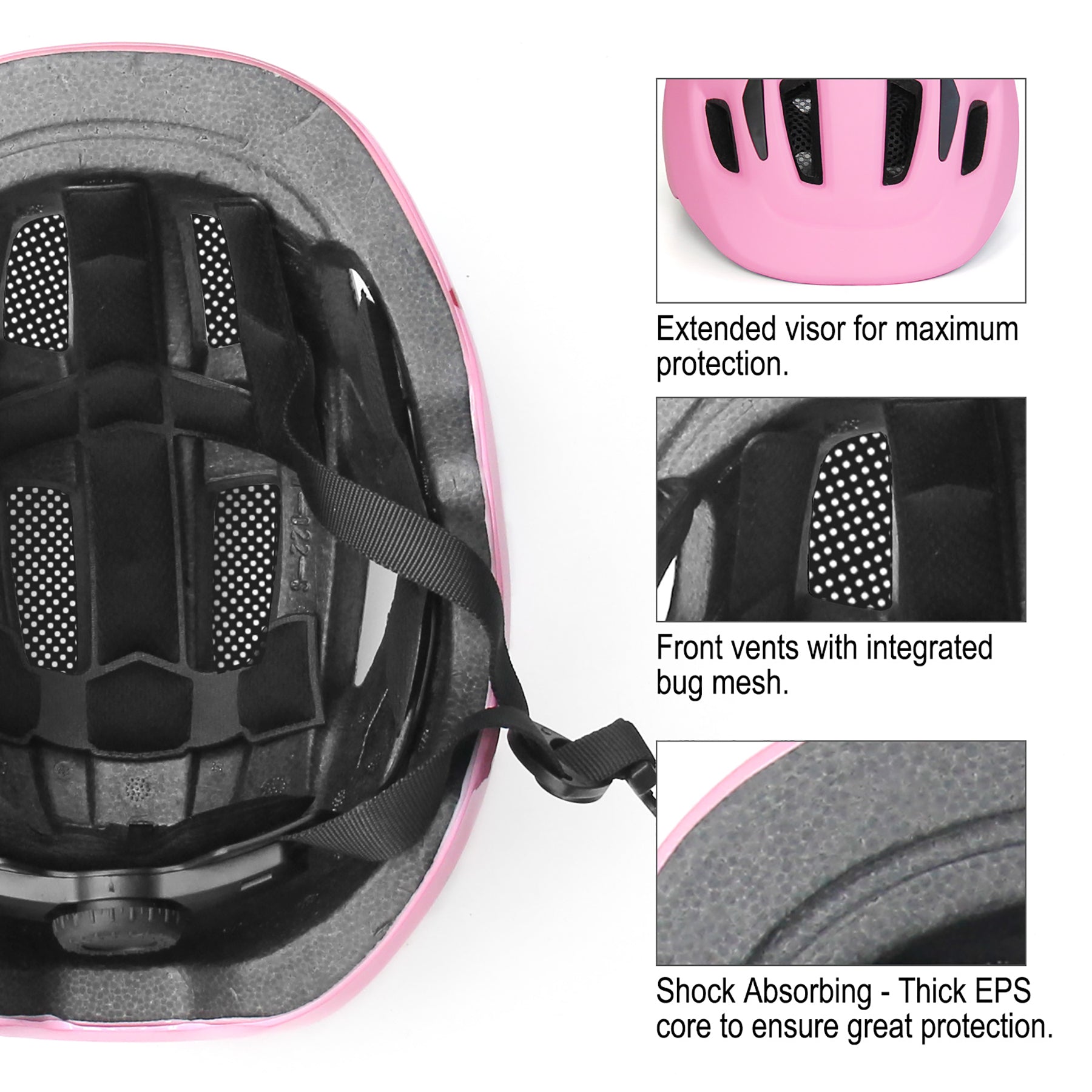 bike helmet with bug mesh XJD Pink Kids' Bike Helmet In Stock USA